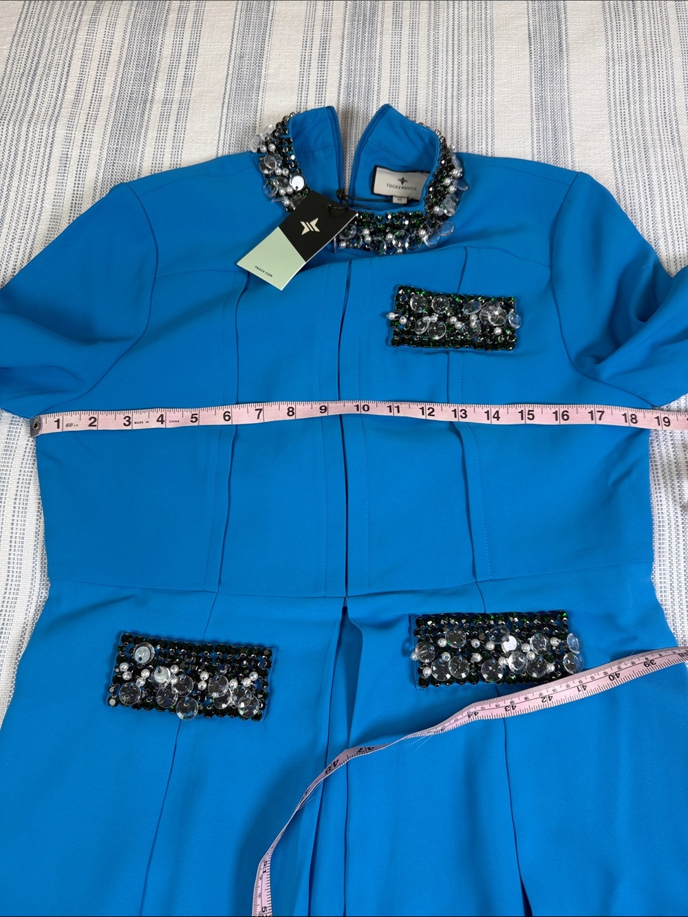 Tuckernuck Blue Crystal Embellished Pleated Dress NWT Medium - Picture 7 of 14